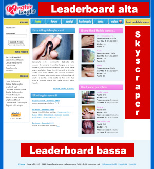 Spazi pubblicitari su Unghielunghe.com